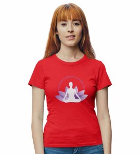 Attitude Of Gratitude Red Round Neck Cotton Half Sleeved Women T-Shirt with Printed Graphics