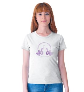 Attitude Of Gratitude White Round Neck Cotton Half Sleeved Women T-Shirt with Printed Graphics