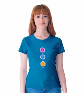 Balanced Life Blue Round Neck Cotton Half Sleeved Women T-Shirt with Printed Graphics