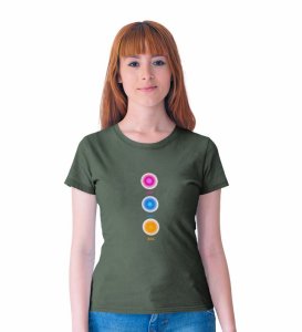 Balanced Life Green Round Neck Cotton Half Sleeved Women T-Shirt with Printed Graphics