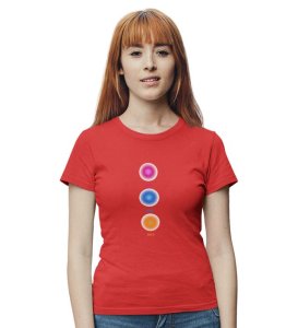 Balanced Life Red Round Neck Cotton Half Sleeved Women T-Shirt with Printed Graphics