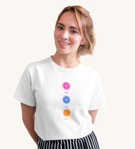 Balanced Life White Round Neck Cotton Half Sleeved Women T-Shirt with Printed Graphics