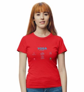 Call Of Peace Red Round Neck Cotton Half Sleeved Women T-Shirt with Printed Graphics