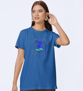 Freedom Of Mind Blue Round Neck Cotton Half Sleeved Women T-Shirt with Printed Graphics