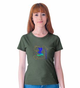 Freedom Of Mind Green Round Neck Cotton Half Sleeved Women T-Shirt with Printed Graphics