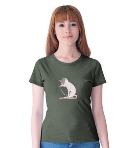 Keep Calm And Do Yoga Green Round Neck Cotton Half Sleeved Women T-Shirt with Printed Graphics