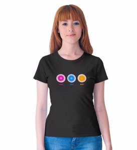 Mind, Body, Soul Black Round Neck Cotton Half Sleeved WomenT-Shirt with Printed Graphics