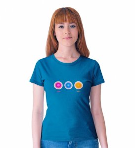 Mind, Body, Soul Blue Round Neck Cotton Half Sleeved Women T-Shirt with Printed Graphics