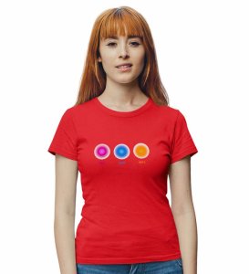 Mind, Body, Soul Red Round Neck Cotton Half Sleeved Women T-Shirt with Printed Graphics