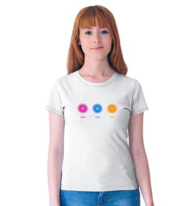 Mind, Body, Soul White Round Neck Cotton Half Sleeved Women T-Shirt with Printed Graphics