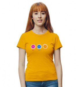 Mind, Body, Soul Yellow Round Neck Cotton Half Sleeved Women T-Shirt with Printed Graphics