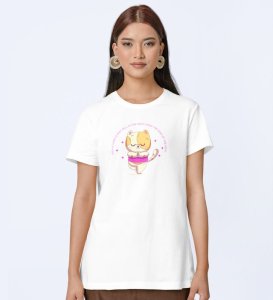 Song Of The Soul White Round Neck Cotton Half Sleeved Women T-Shirt with Printed Graphics