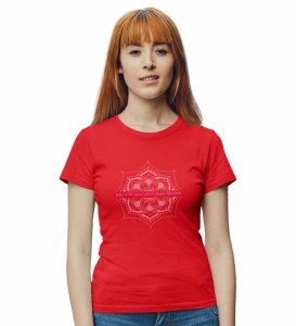 The Space To Grow Red Round Neck Cotton Half Sleeved Women T-Shirt with Printed Graphics