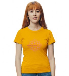 The Space To Grow Yellow Round Neck Cotton Half Sleeved Women T-Shirt with Printed Graphics