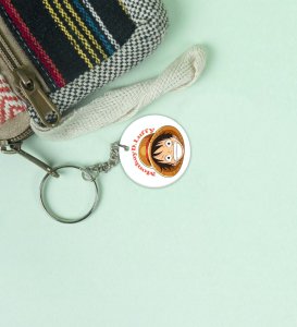 Little Straw Hat Face Anime Printed Round Keychains Pack of 2