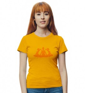 The Art Of Transformation Yellow Round Neck Cotton Half Sleeved Women T-Shirt with Printed Graphics