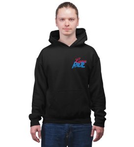 The Open Road Awaits  Iconic Cruiser Printed Black Hoodie for Men