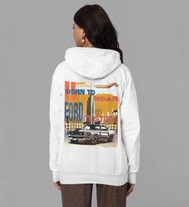 1969 Muscle Car Where Power Meets the Road Printed White Hoodie for Women