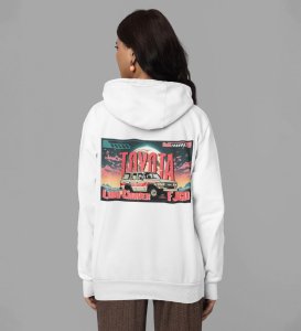 Iconic Off-Road SUV: Built for the Road Less Traveled Printed White Hoodie for Women