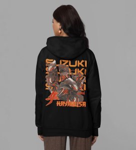 Master of the Open Road Printed Black Hoodie for Women