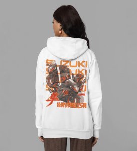 Master of the Open Road Printed White Hoodie for Women
