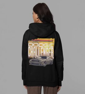 Muscle Meets the Asphalt High-Performance Car Printed Black Hoodie for Women