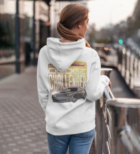 Muscle Meets the Asphalt High-Performance Car Printed White Hoodie for Women