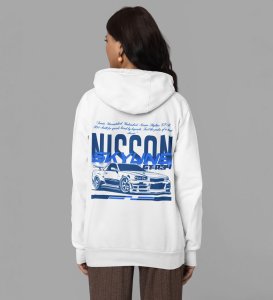 Precision on Every Turn Performance Sports Car Printed White Hoodie for Women