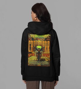 Ride with the Best Performance Sports Bike Printed Black Hoodie for Women