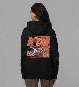 Rule the Road with Unstoppable Power Printed Black Hoodie for Women