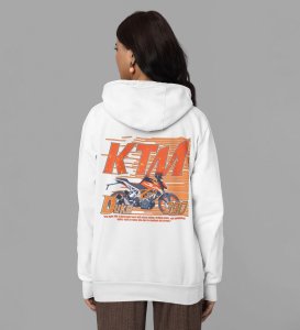 Rule the Road with Unstoppable Power Printed White Hoodie for Women