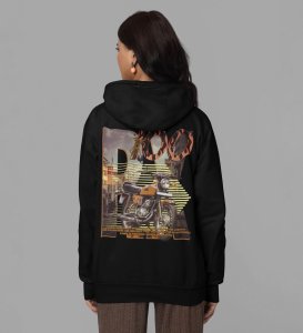 RX 100: A Legend Reborn on the Road Printed Black Hoodie for Women