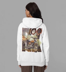 RX 100: A Legend Reborn on the Road Printed White Hoodie for Women