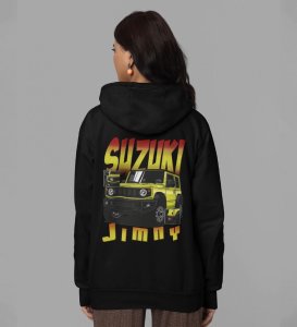 Small but Rugged Compact 4x4 Adventure Printed Black Hoodie for Women