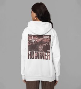 The Ultimate Off-Road Machine All-Terrain Beast Printed White Hoodie for Women