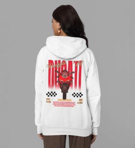 Where Speed Meets Art Printed White Hoodie for Women