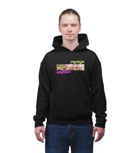 Bold Eyes Spirit of Determination Cotton Black Hoodie for Men