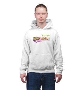 Bold Eyes Spirit of Determination Cotton White Hoodie for Men