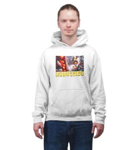 Eyes That Hold Shadows of Power Cotton White Hoodie for Men
