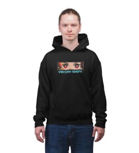 Kind Eyes Fiery Resolve Hidden Cotton Black Hoodie for Men