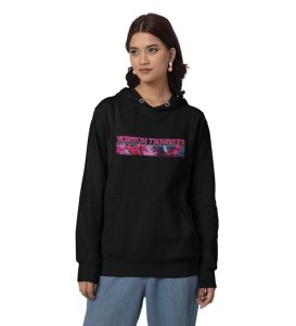 Burning Eyes Unyielding Flame Within Cotton Black Hoodie for Women