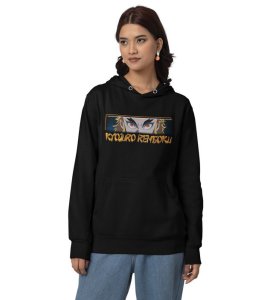 Eyes of Intensity Ignite the Flame Cotton Black Hoodie for Women