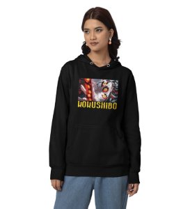 Eyes That Hold Shadows of Power Cotton Black Hoodie for Women