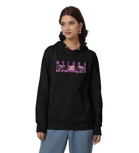 Silent Strength Fierce Eyes in Focus Cotton Black Hoodie for Women