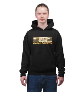 Silent Strength Focused Gaze Cotton Black Hoodie for Men