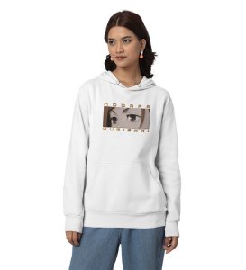 Daring Eye Fearless Adventurer Cotton White Hoodie for Women