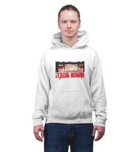 Visionary Eye Leader Strength Cotton White Hoodie for Men