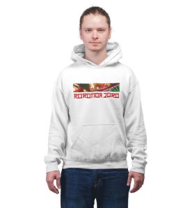 Eyes Reflecting Mastery and Precision Cotton White Hoodie for Men