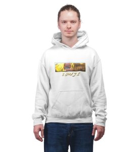 Passionate Eyes Fueled by Dreams Cotton White Hoodie for Men