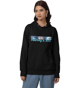 Eyes That Radiate Fire and Resolve Cotton Black Hoodie for Women